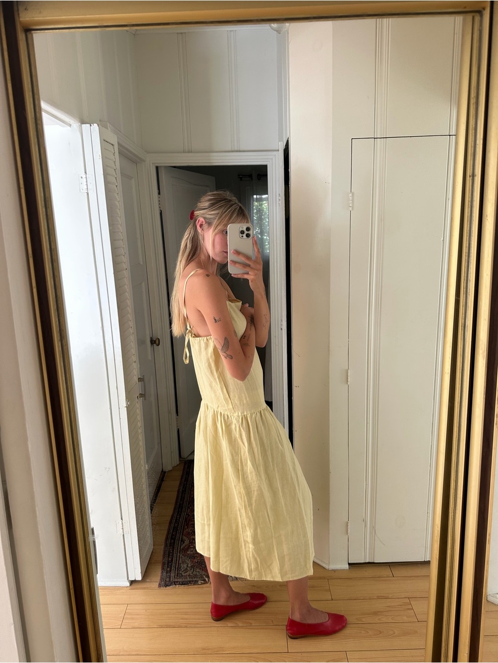 Deiji linen butter yellow dress